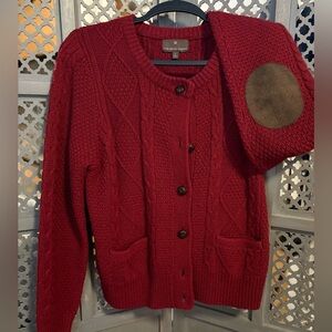 Cable knit cardigan.